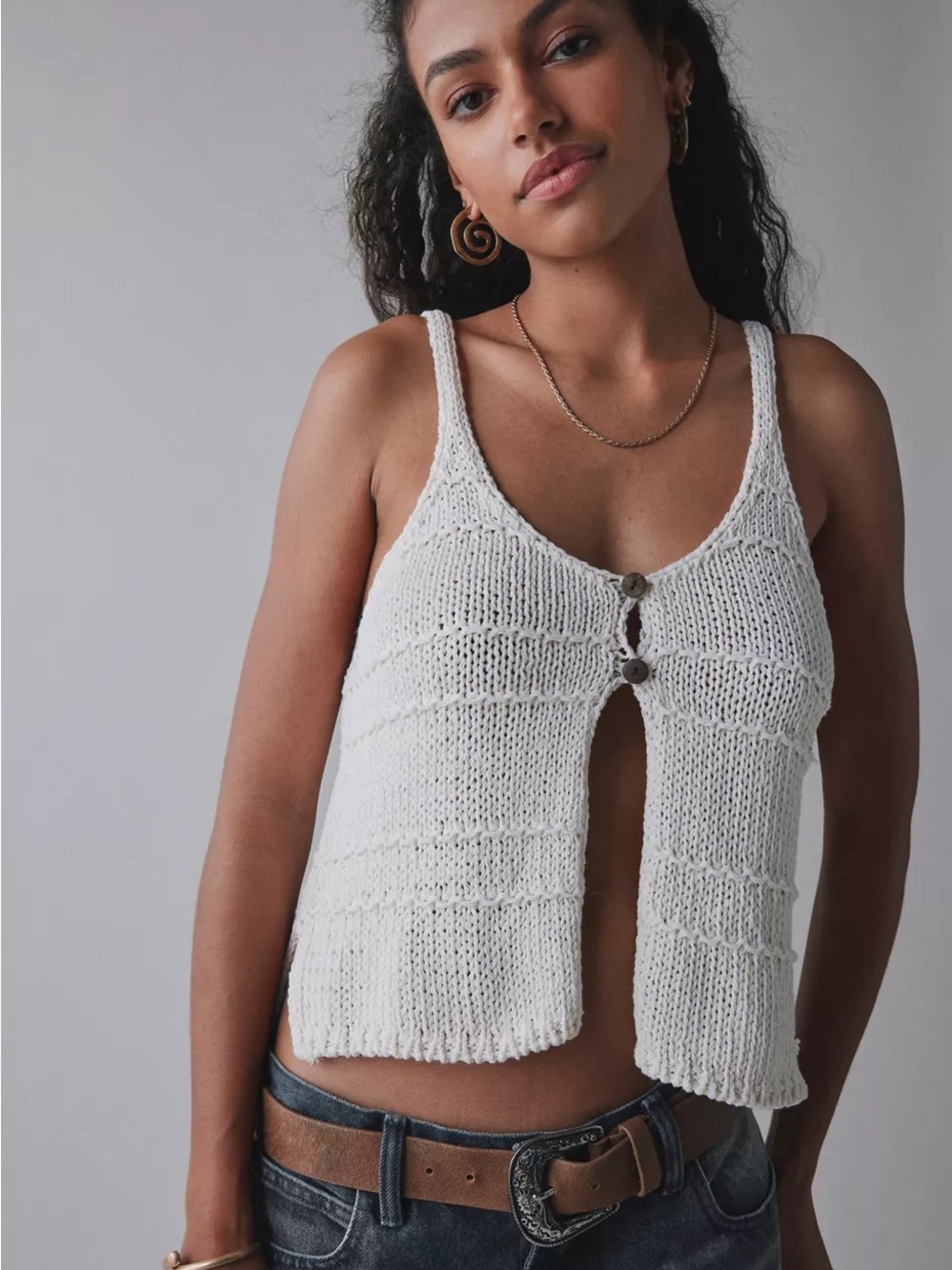 Urban Outfitters Knit Button-Front Top